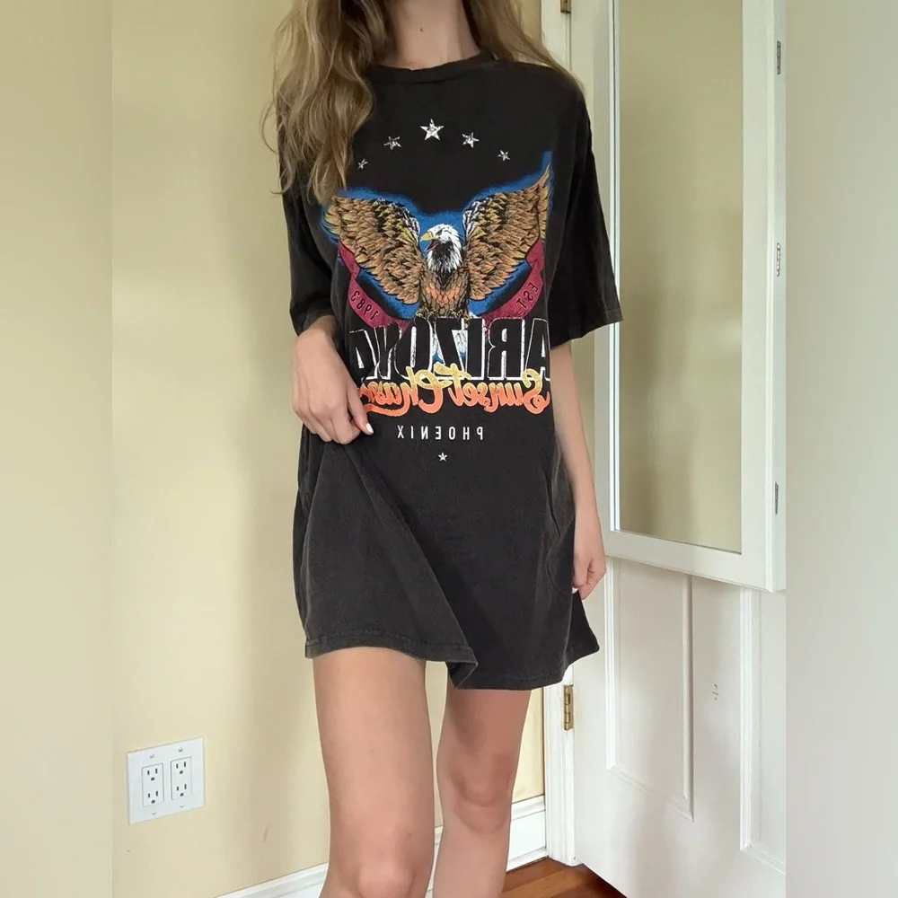 Princess Polly Black Graphic T-Shirt Dress with Eagle Design - Picture 4 of 9